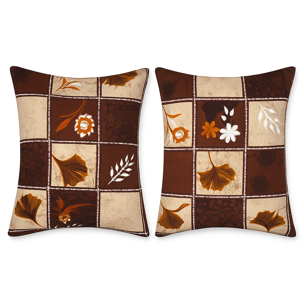 Comfort Shoppy Cotton Pillows Cover (45 cm*71 cm, Pack of 2, Brown, Beige, Orange)
