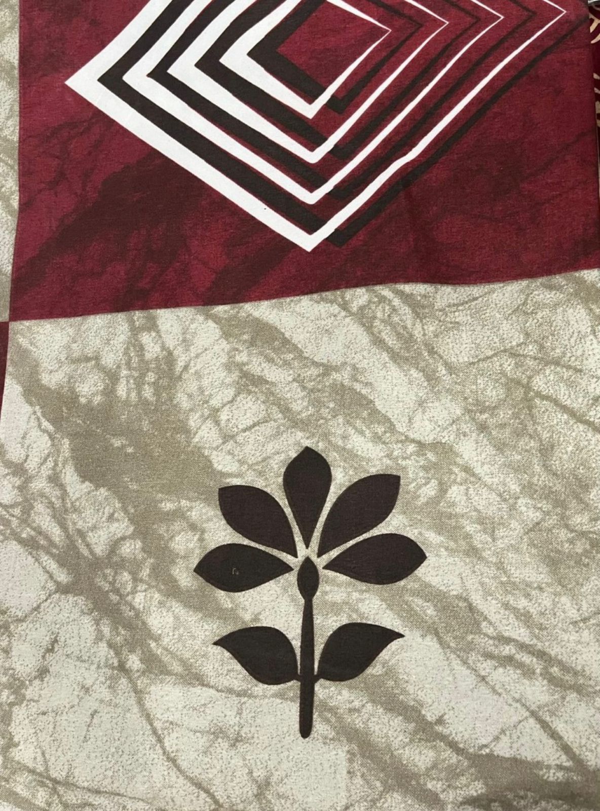 Comfort Shoppy 250 TC Cotton King, Super King Abstract Flat Bedsheet (Pack of 1, Plum & Graphite color)