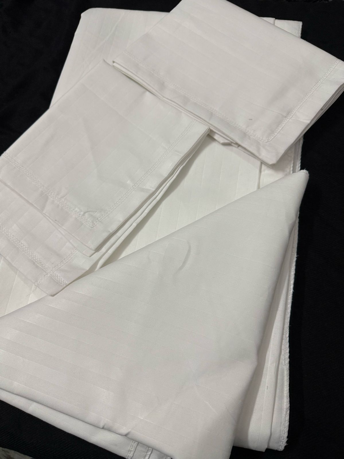 Comfort Shoppy 250 TC Cotton King Striped Flat Bedsheet (Pack of 1, White Color)