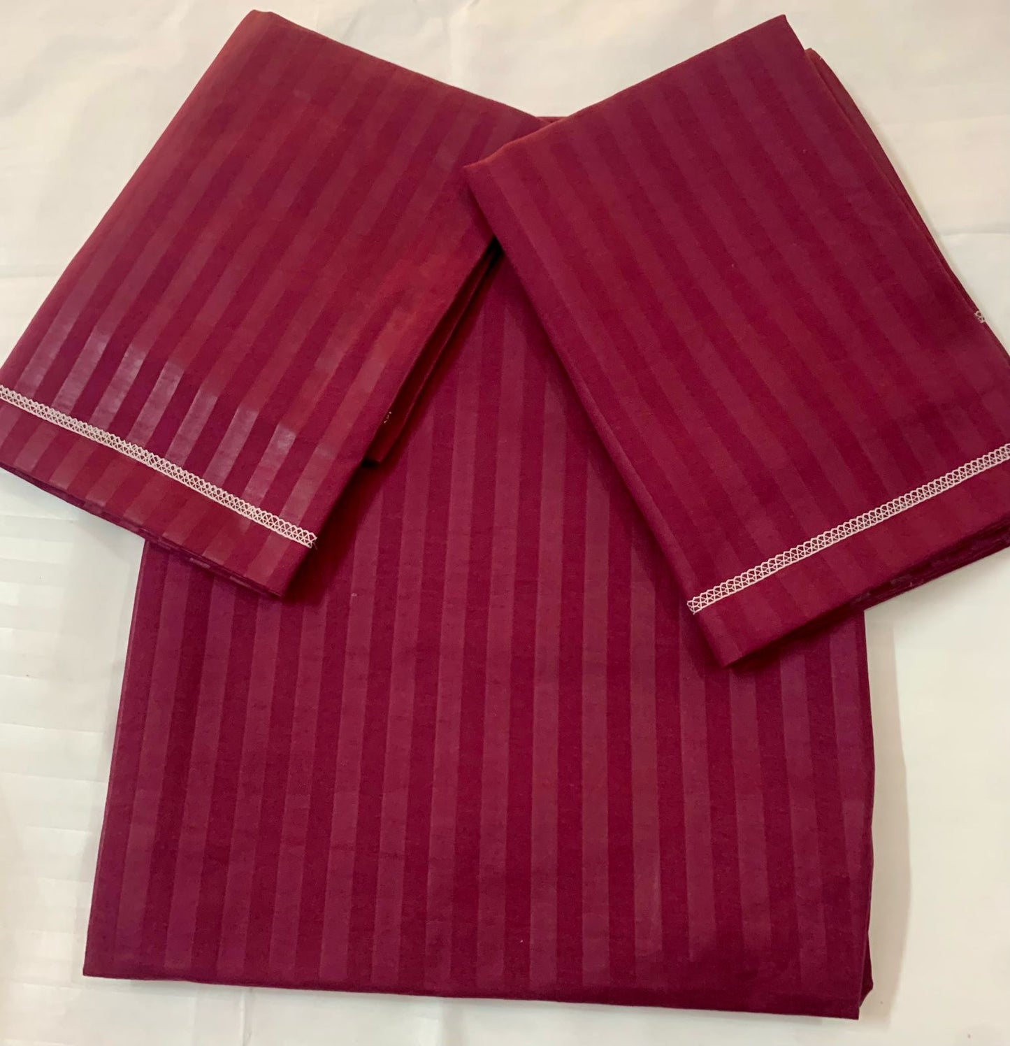 Comfort Shoppy 250 TC Cotton King Striped Flat Bedsheet (Pack of 1, Lavender Color)