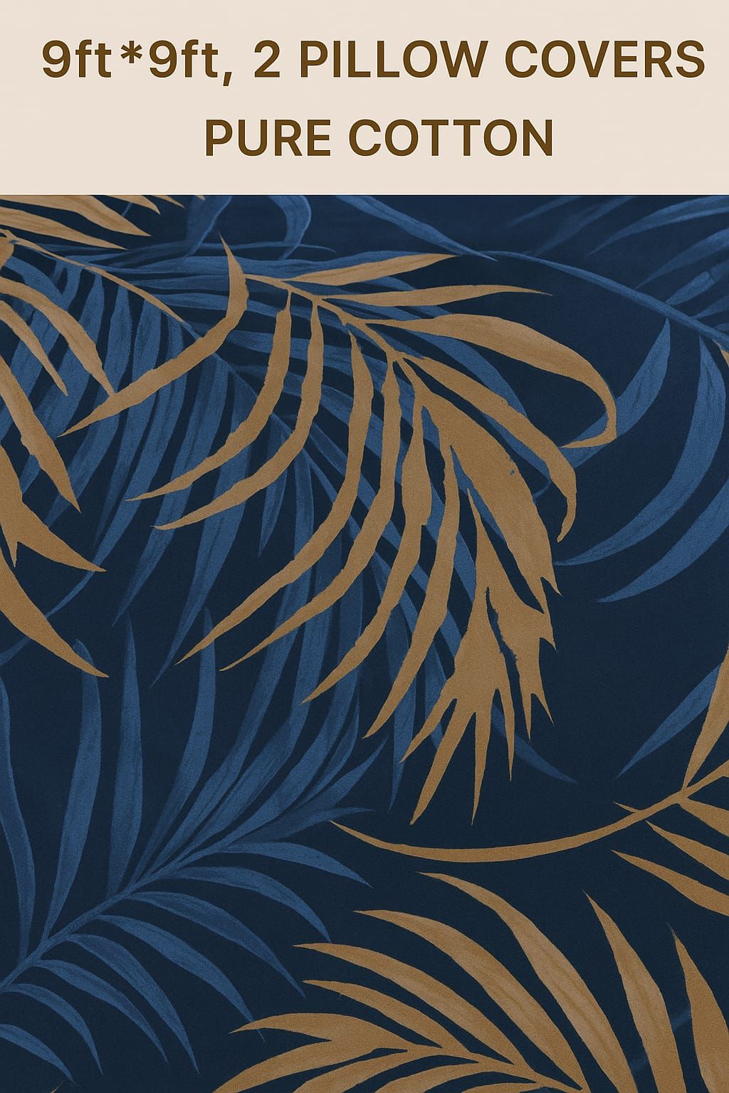 Comfort Shoppy Cotton Super King, Double, King Flat 350 TC Printed Bedsheet (Pack of 1, Blue, GOLDEN)