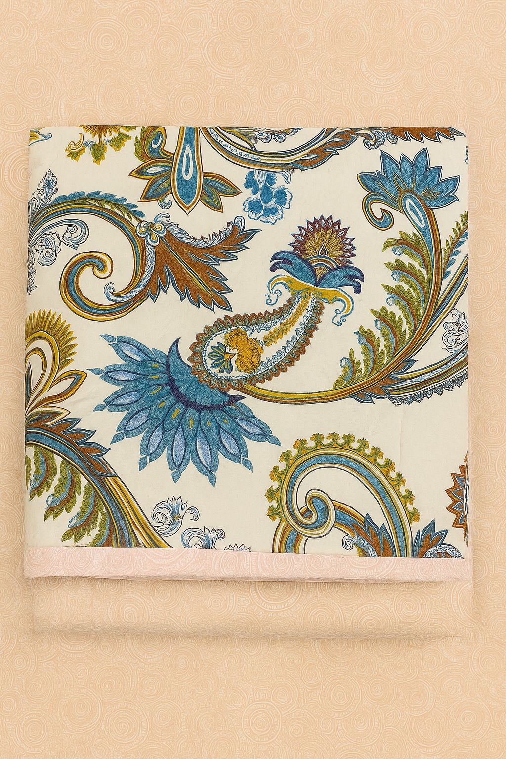 Comfort Shoppy Motifs Single Comforter for Mild Winter (Cotton, White, Blue, Pink)