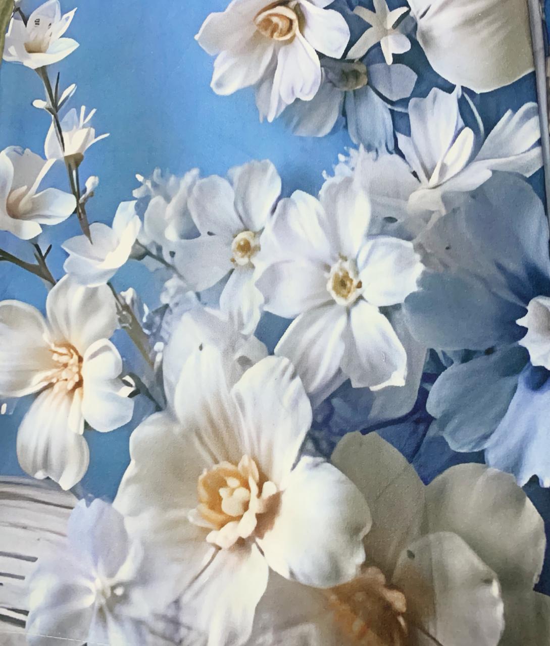 Comfort Shoppy Cotton King, Double Flat 400 TC 7D Digital Print Cartoon Bedsheet (Pack of 1, Blue, White, Grey)