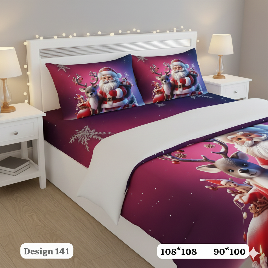 Comfort Shoppy Cotton Super King Flat 400 TC 7D Digital Bedsheet (Pack of 1, White, Blue, Red)