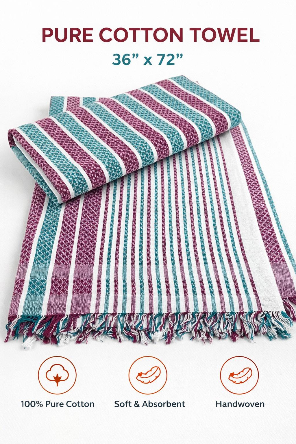 Comfort Shoppy Cotton 300 GSM Bath, Beach Cotton Towels, 36*72 Gamcha.
