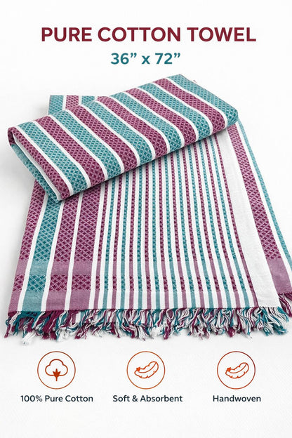 Comfort Shoppy Cotton 300 GSM Bath, Beach Cotton Towels, 36*72 Gamcha.