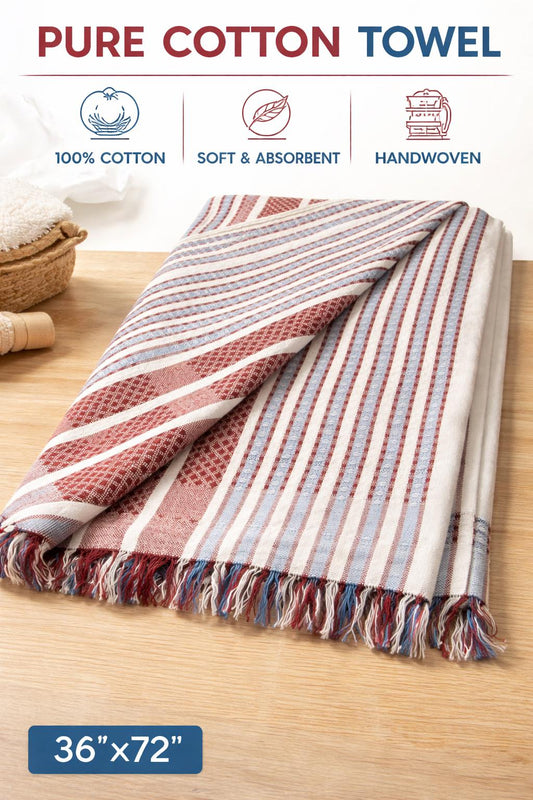 Comfort Shoppy Cotton 300 GSM Bath, Beach Cotton Towels, 36*72 Gamcha.