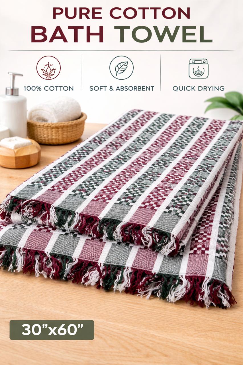 Comfort Shoppy Cotton 300 GSM Bath, Beach Cotton Towels, 30*60 Gamcha.