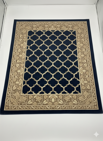 Comfort Shoppy Velvet 6 Seater Geometric Table Cover  (Golden, Blue)