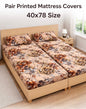 Comfort Shoppy Single Size Zippered Cotton Stretchable Mattress Cover (Brown, Orange)