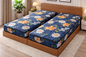 Comfort Shoppy Single Size Zippered Cotton Stretchable Mattress Cover (Navy blue, yellow)