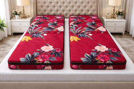 Comfort Shoppy Single Size Zippered Cotton Stretchable Mattress Cover (Red, Yellow, White)
