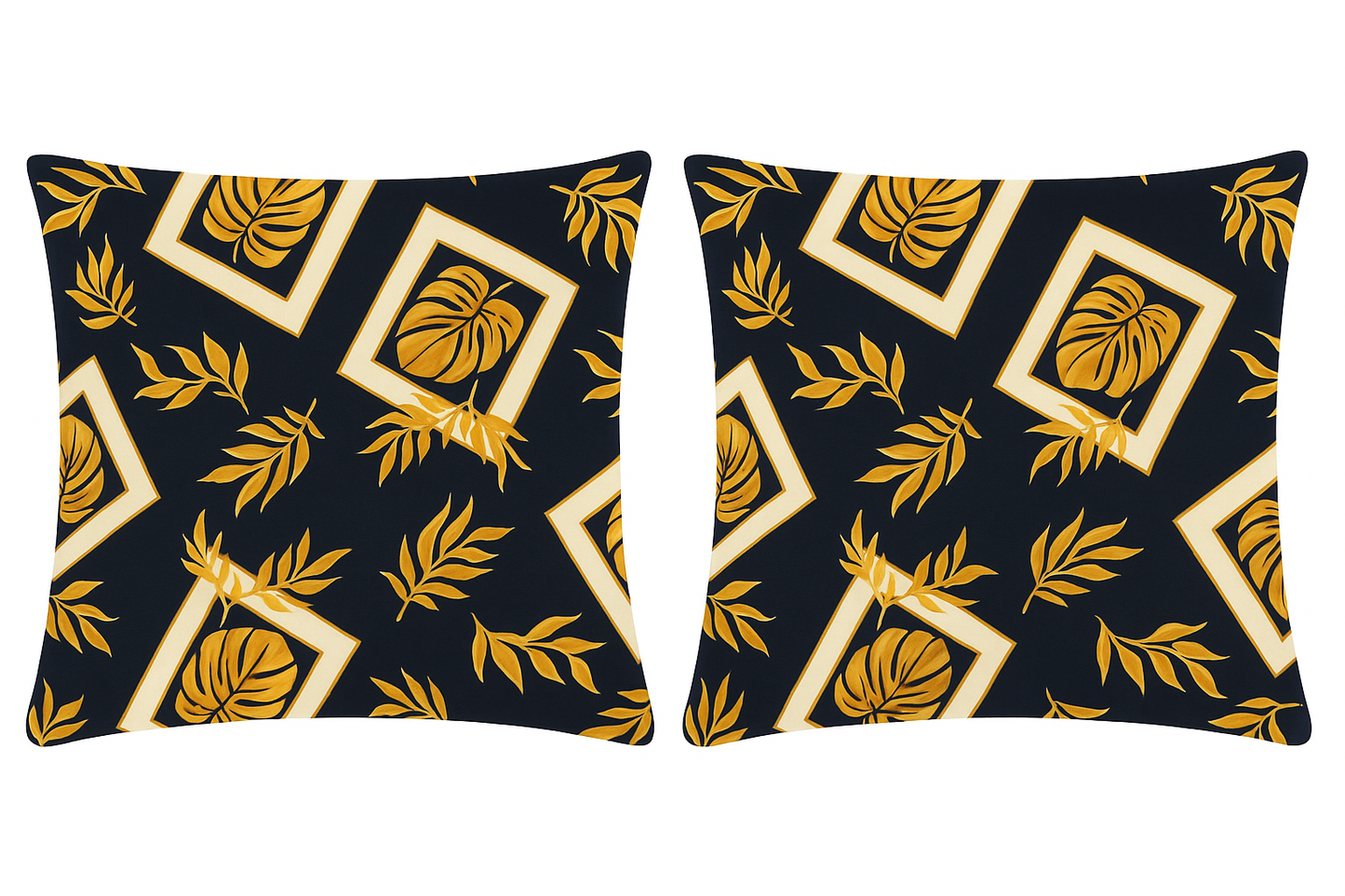 Comfort Shoppy Cotton Pillows Cover  (45 cm*71 cm, Pack of 2, Dark Blue, Gold, White)