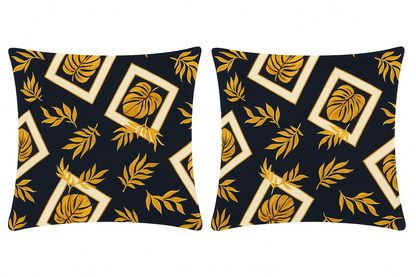 Comfort Shoppy Cotton Pillows Cover  (45 cm*71 cm, Pack of 2, Dark Blue, Gold, White)