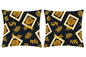 Comfort Shoppy Cotton Pillows Cover  (45 cm*71 cm, Pack of 2, Dark Blue, Gold, White)