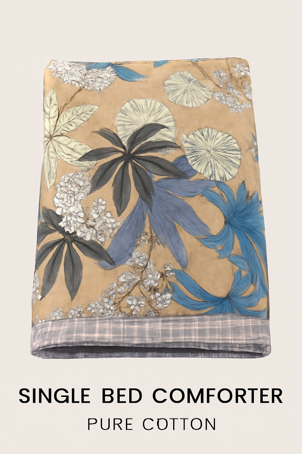 Comfort Shoppy Printed Single Comforter for Mild Winter  (Cotton, Beige, Green floral)