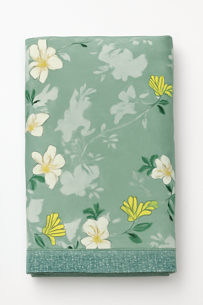 Comfort Shoppy Floral Single Comforter for Mild Winter  (Cotton, mint green, Green, White, Yellow)
