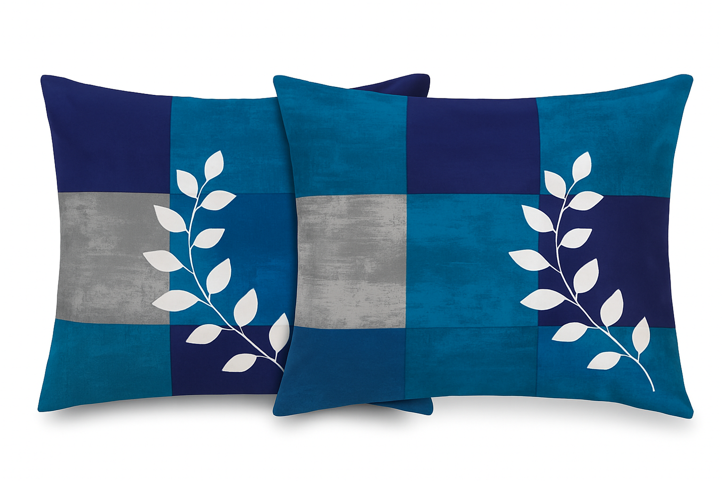 Comfort Shoppy Cotton Pillows Cover  (45 cm*71 cm, Pack of 2, Dark Blue, Grey, White)