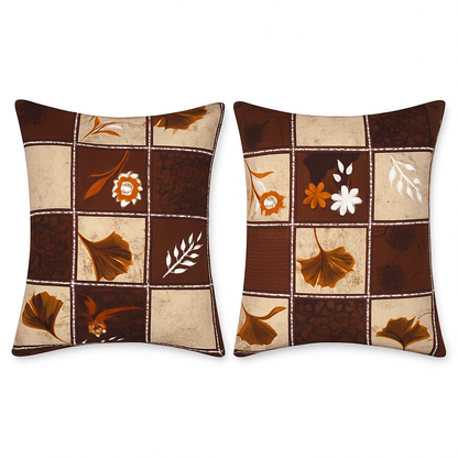 Comfort Shoppy Cotton Pillows Cover  (45 cm*71 cm, Pack of 2, Brown, Beige, Orange)