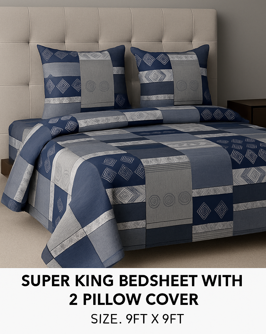 Comfort Shoppy 300 TC Cotton Super King Geometric Flat Bedsheet  (Pack of 1, Green, Golden)