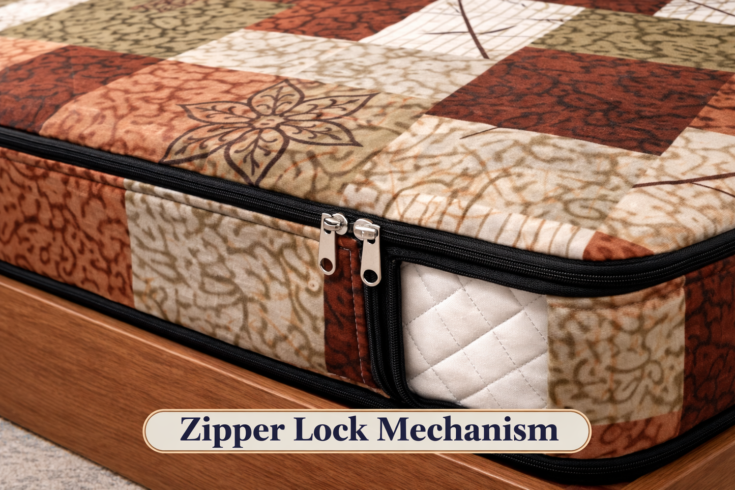 Comfort Shoppy Single Size Zippered Cotton Stretchable Mattress Cover (Brown, Beige, White)