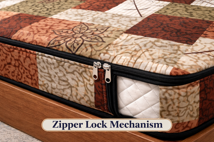 Comfort Shoppy Single Size Zippered Cotton Stretchable Mattress Cover (Brown, Beige)