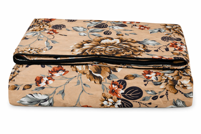 Comfort Shoppy Single Size Zippered Cotton Stretchable Mattress Cover (Brown, Orange)