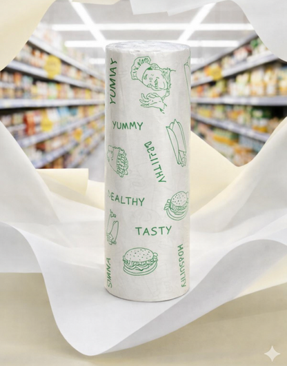 Comfort shoppy Butter Paper Roll 500g, Food Wrapping Paper | Oil Proof Grease Resistant | Lunch Box Packing, Tiffin Wrap, Sandwich, Burger, Baking, Bakery & Restaurant Use, Green Print.