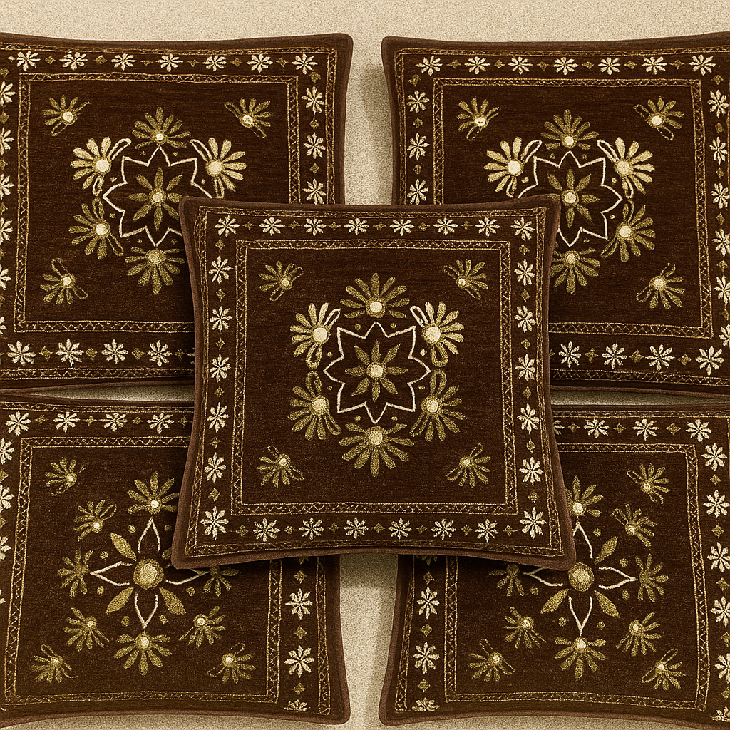 Comfort Shoppy Velvet Cushions Cover  (40 cm*40 cm, Pack of 5, Brown, Gold)