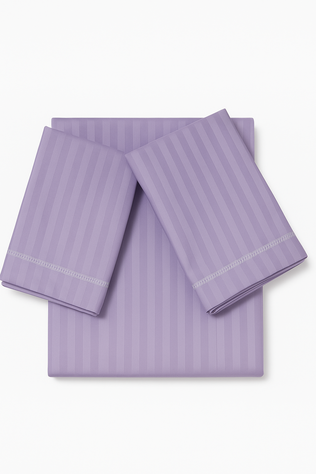 Comfort Shoppy 250 TC Cotton King Striped Flat Bedsheet  (Pack of 1, Lavender Color)