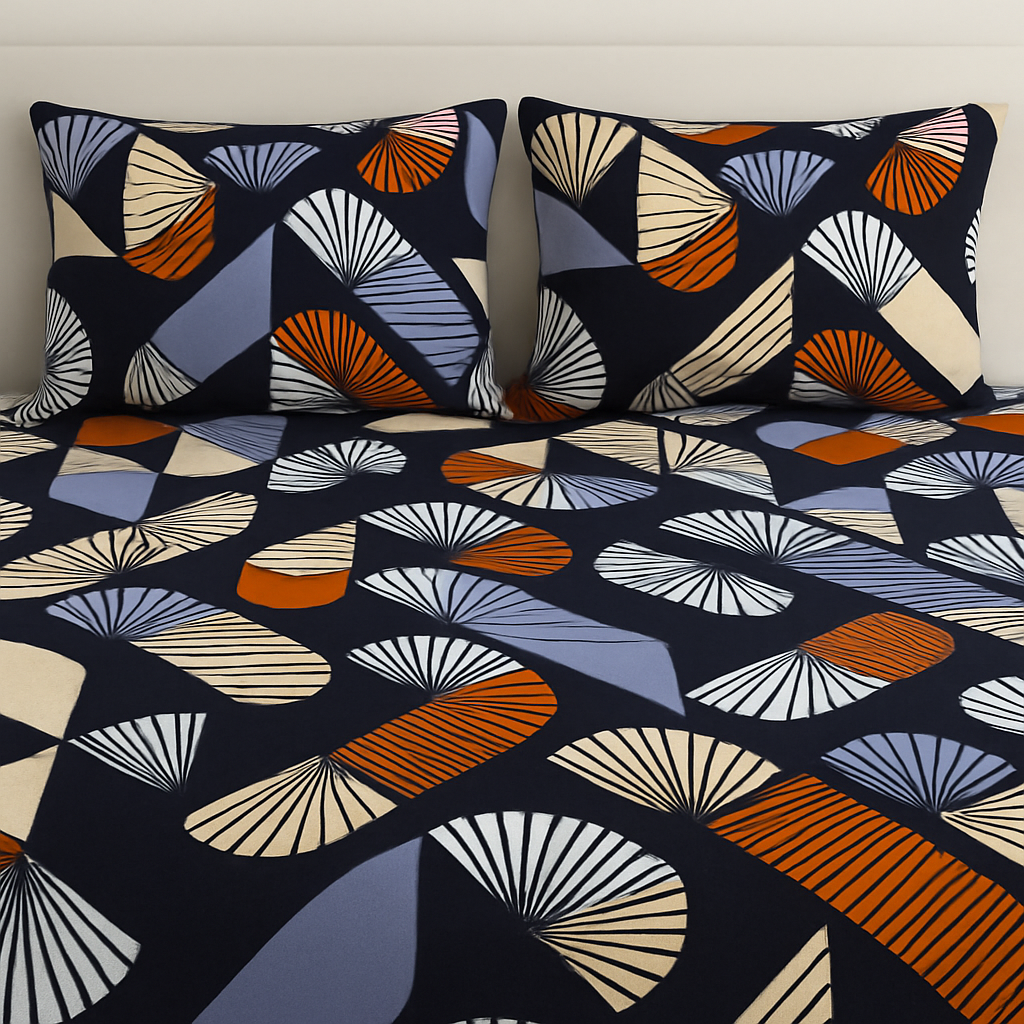 Comfort Shoppy Cotton Double, King Flat 250 TC Abstract Bedsheet  (Pack of 1, Multicolor Bedsheet)