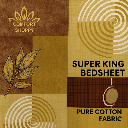 Comfort Shoppy 280 TC Cotton King, Super King, Double Abstract Flat Bedsheet  (Pack of 1, Dark Brown, Light Brown)
