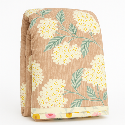Comfort Shoppy Floral Single Comforter for Mild Winter  (Cotton, Peach, Cream)
