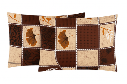 Comfort Shoppy Cotton Pillows Cover  (45 cm*71 cm, Pack of 2, Brown, Beige, Orange)