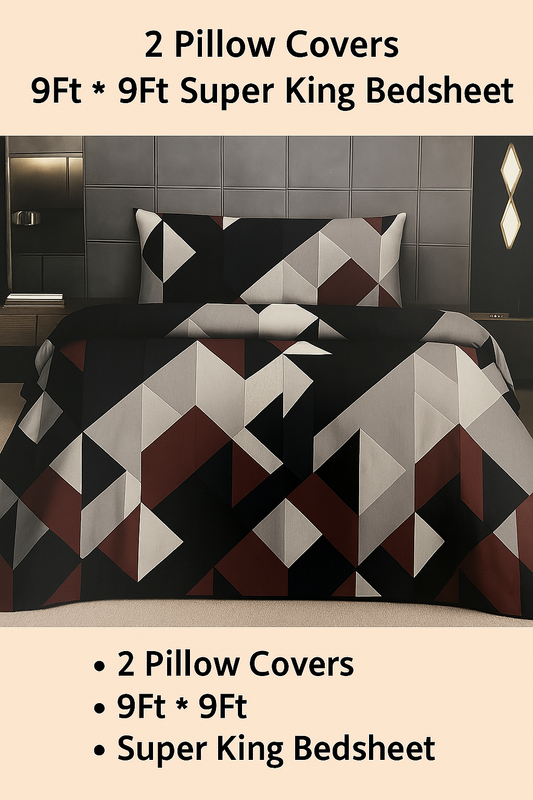 Comfort Shoppy 280 TC Cotton Super King Abstract Flat Bedsheet  (Pack of 1, Multicolor Bedsheet, Super King Size (9ft X 10ft)