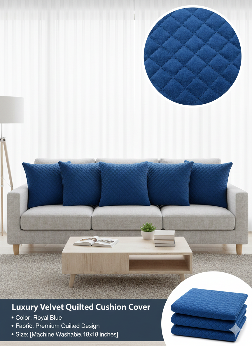 Comfort Shoppy Velvet Cushions Cover  (40 cm*40 cm, Pack of 5, Blue)