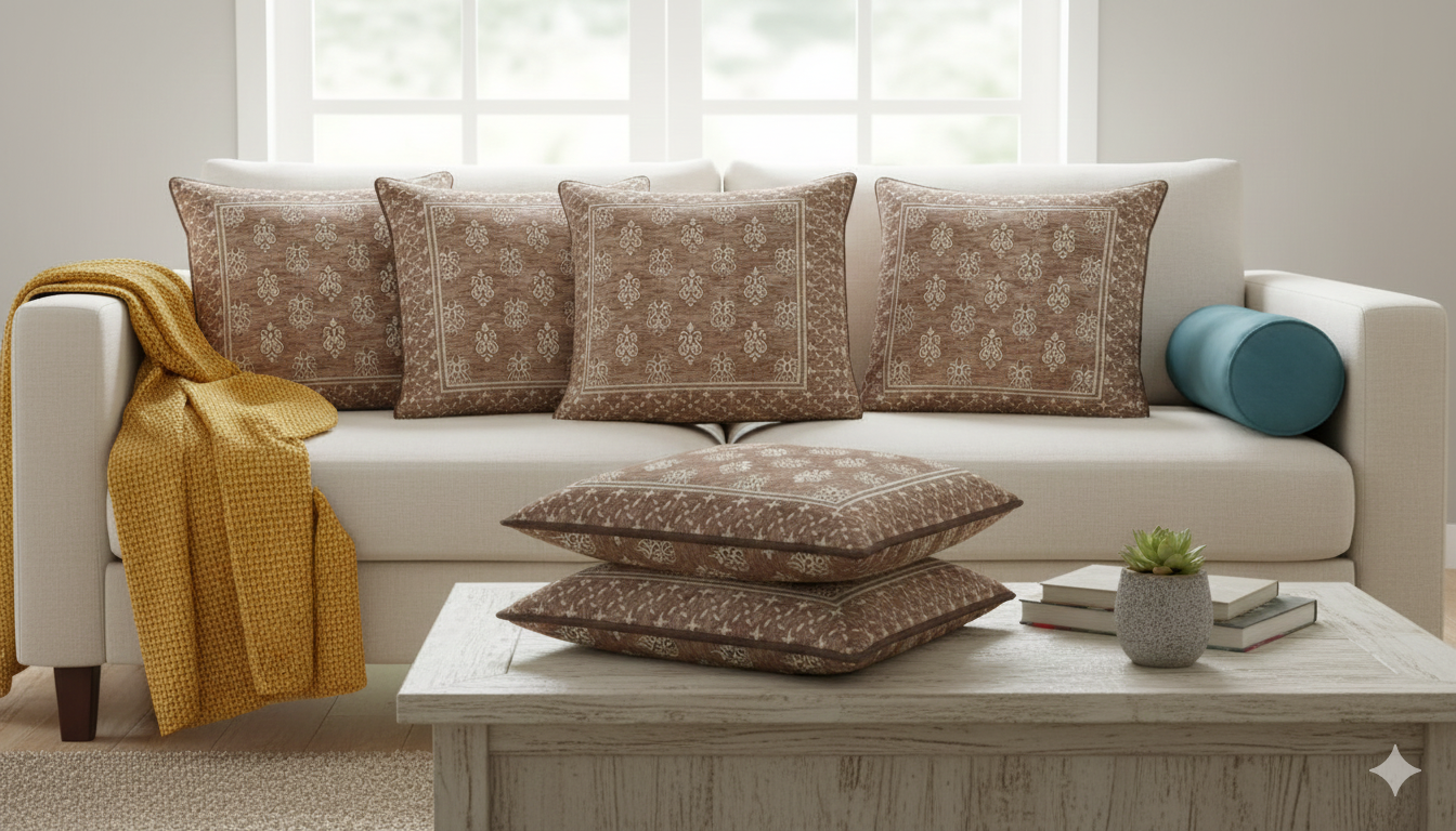 Comfort Shoppy Velvet Cushions Cover  (40 cm*40 cm, Pack of 6, Gold, Brown)