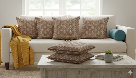 Comfort Shoppy Velvet Cushions Cover  (40 cm*40 cm, Pack of 6, Gold, Brown)
