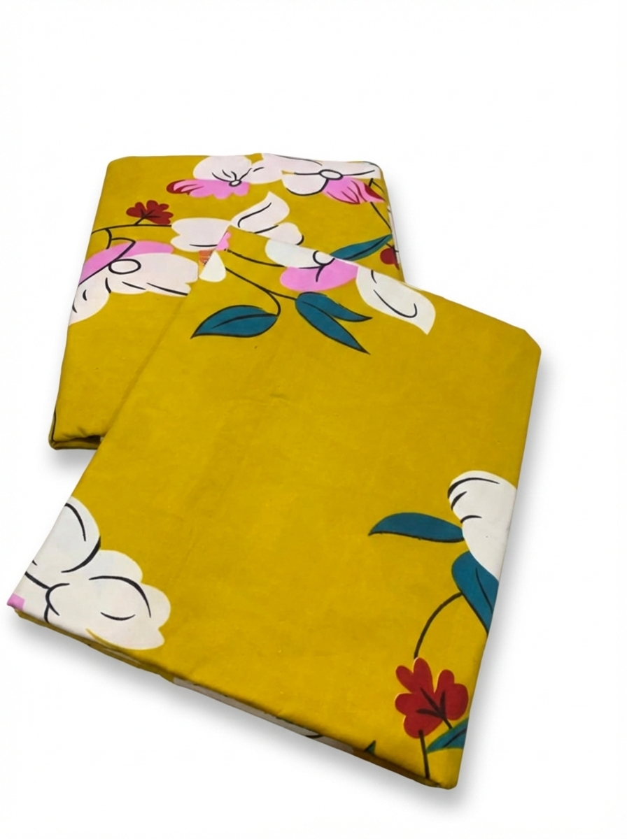 Comfort Shoppy Single Size Zippered Cotton Stretchable Mattress Cover (Yellow, White)