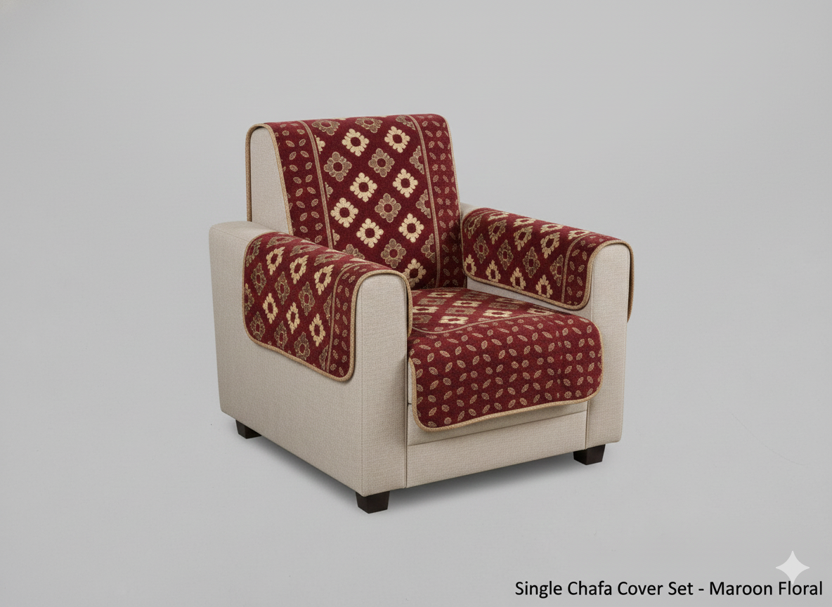Comfort Shoppy 6 Seater Velvet Sofa Cover Set | Maroon | Sofa Cover for 3 Seater + 2 Chair
