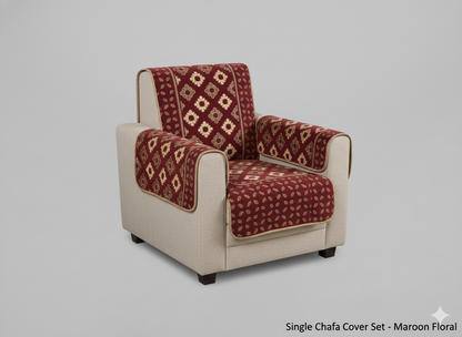 Comfort Shoppy 6 Seater Velvet Sofa Cover Set | Maroon | Sofa Cover for 3 Seater + 2 Chair