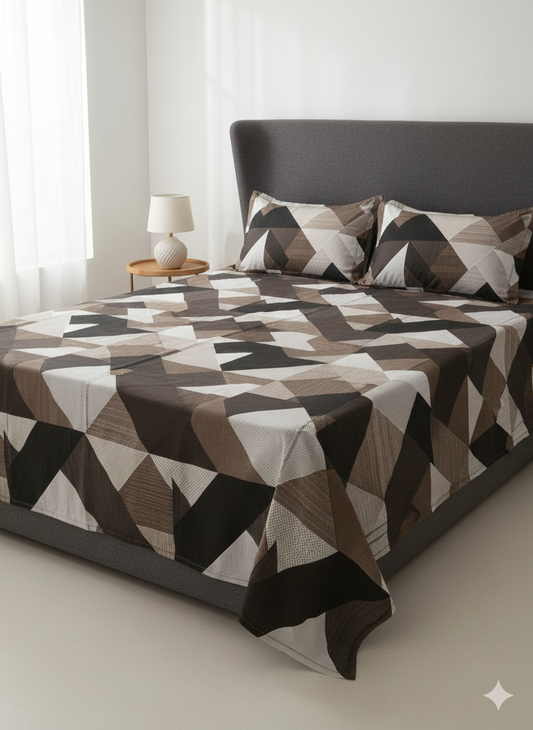 Comfort Shoppy 280 TC Cotton Super King Abstract Flat Bedsheet  (Pack of 1, Multicolor Bedsheet, Super King Size (9ft X 10ft)