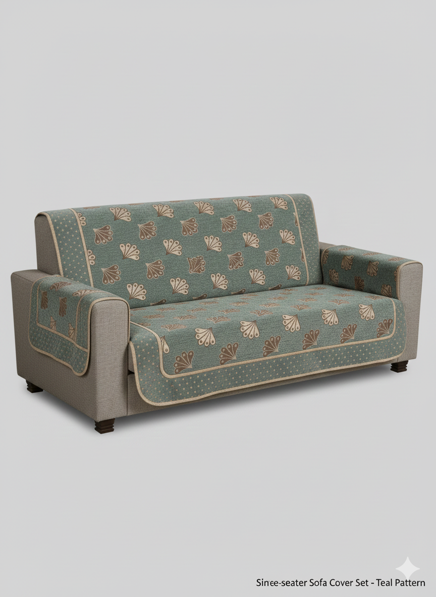 Comfort Shoppy  6 Seater Velvet Sofa Cover Set | Pista Green | Sofa Cover for 3 Seater + 2 Chair