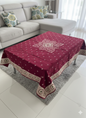 Comfort Shoppy Velvet 6 Seater Embroidered Table Cover  (Maroon, Golden)