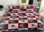 Comfort Shoppy 250 TC Cotton King, Super King Abstract Flat Bedsheet  (Pack of 1, Plum & Graphite color)