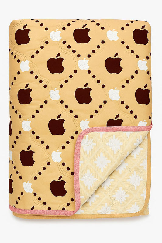 Comfort Shoppy Printed Double Comforter for AC Room (Cotton, Orange color Base, Brown color apple printed)