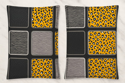 Comfort Shoppy Cotton Pillows Cover  (45 cm*71 cm, Pack of 2, Grey, Black, Yellow, White)