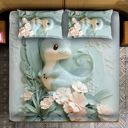 Comfort Shoppy Cotton King Flat 400 TC Cartoon  7D Digital Print Bedsheet  (Pack of 1, Green, Yellow, White)