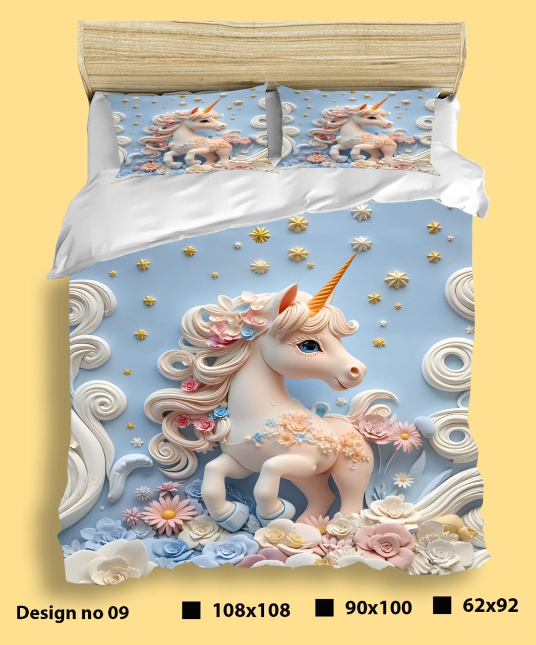 Comfort Shoppy Cotton King Flat 400 TC Cartoon 7D Digital Print Bedsheet  (Pack of 1, Blue, White)