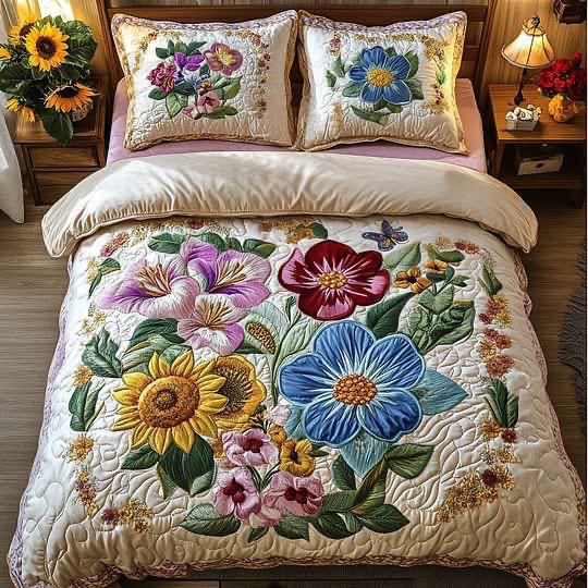 Cotton Super King Flat,108 * 108 400 TC Floral 1 Bedsheet with 2 Pillow Covers (Multicolor), Quilted Print.